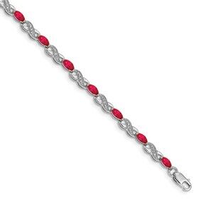 Kazi Luxury 14k White Gold Diamond and Ruby Infinity Bracelet